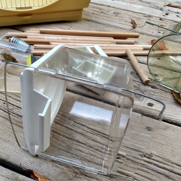 Vintage Mid Century Art Deco 60's 70's Wire Bird Cage & Accessories